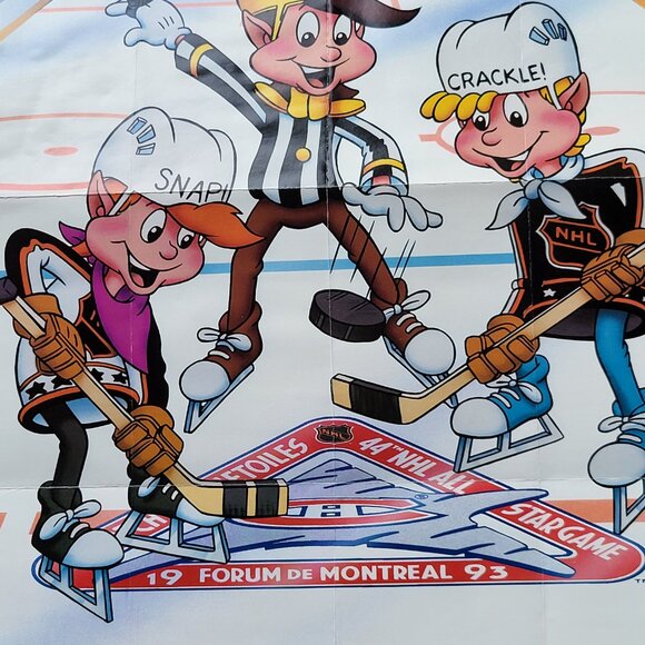 1993 Kellogg's Rice Krispies NHL ALL-STAR GAME POSTER SNAP, CRACKLE+ POP RARE - Picture 3 of 8
